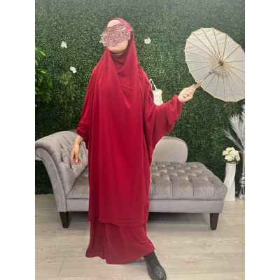 Jilbab jupe bordeaux soie de medine